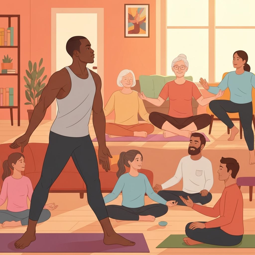 Diverse individuals in wellness activities